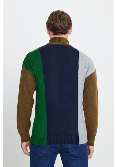 AC&Co / Altınyıldız Classics Erkek Hakı-lacı Oversize Fit Bol Kesim Tam Balıkçı Yaka Triko Kazak Haki - Lacivert AC&Co / Altınyıldız Classics Erkek Hakı-lacı Oversize Fit Bol Kesim Tam Balıkçı Yaka Triko Kazak Haki - Lacivert