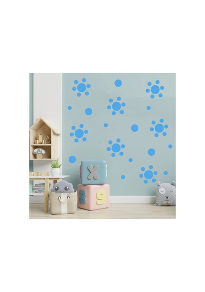 Premium Bebe Mavi Mix Polka Yuvarlak Puantiye Duvar Sticker Seti 268 Adet 1,5 18 Cm Çeşitli Ebatlarda Wall Decals