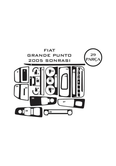 Fiat Grande Punto 05-13 29 Parça Konsol Maun Kaplama Renk-karbon