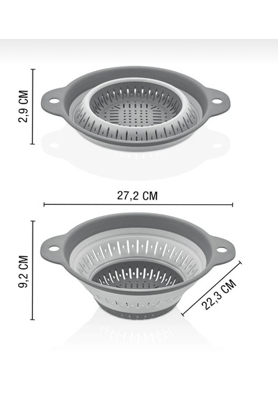 Pratik Yuvarlak Katlanır Akordeon Süzgeç - 1800ml Makarna Süzgeci
