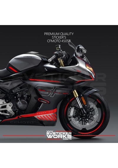 Cfmoto 450sr Sticker Ön Kafa Kaplama Modeli Hazır Kit Kırmızı Şimşek Desen Kaplama Kırmızı