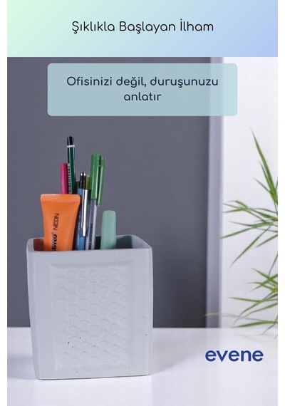 Kalemlik Masa Kalemliği Organizer Kalemlik Beyaz Renk Model 86 Çok Renkli