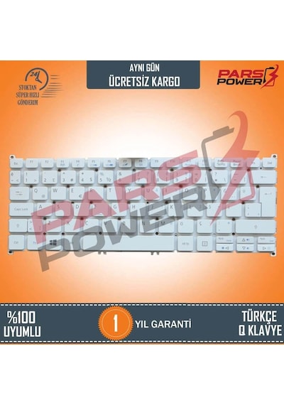 Acer Uyumlu Aspire Sw5-171-31Bs, Sw5-171-36By Notebook Klavye Beyaz Tr Beyaz