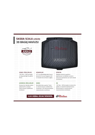 Rizline Skoda Scala 3D Bagaj Havuzu+Araç Kokusu