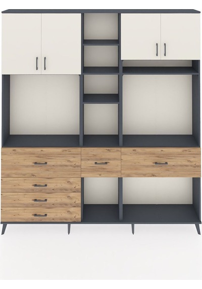 Arges Dolap 11 Raflı 6 Çekmeceli 4 Kapaklı 220x30x243 Antrasit-aytaşı/çam Aytası/atlas Çam Arges Dolap 11 Raflı 6 Çekmeceli 4 Kapaklı 220x30x243 Antrasit-aytaşı/çam Aytası/atlas Çam