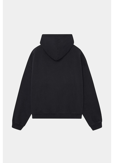 Nevermind Trendy Oversize Beyaz Kapüşonlu Sweatshirt Koleksiyon Siyah