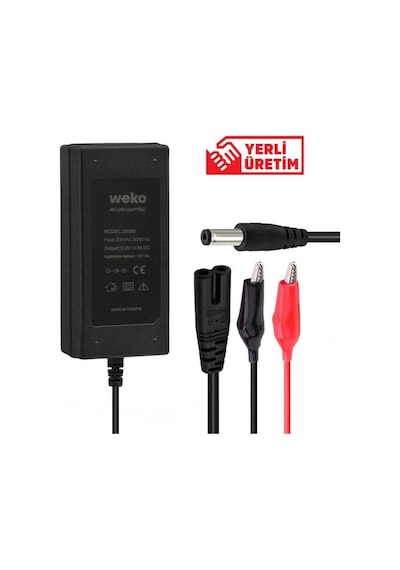 Weko 12.6 Volt - 3 Amper 5.5 2.5 + Krokodil Uçlu Ledli Yerli Üretim Masaüstü Şarj Adaptörü