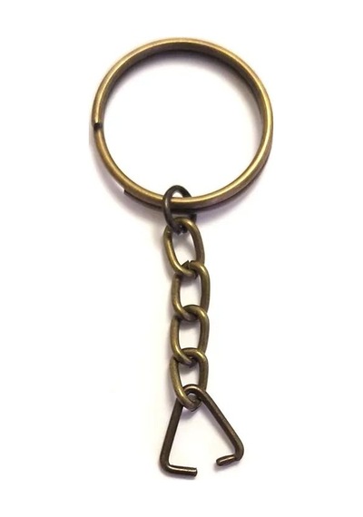 Anahtarlık Halkası, Halka + Zincir + Üçgen, 24mm, Antik, 1 Adet 24 MM