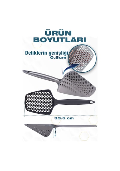 2'li Küçük Delikli Kedi Kumu Eleme Küreği, Ince Dar Aralıklı Pet Tuvalet Temizleme Eleği Süzgeç