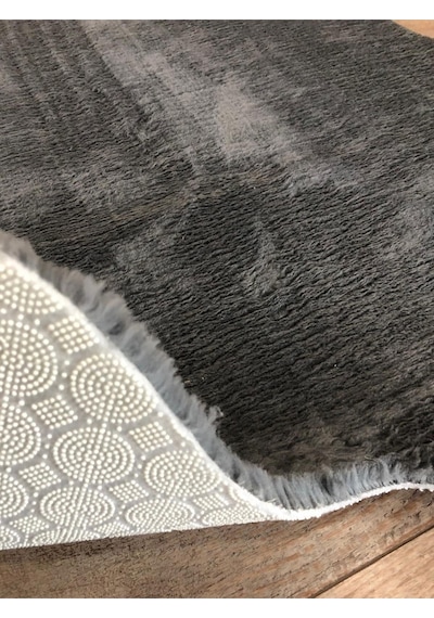 Balat Halı Kalın Koyu Gri Peluş Yumuşak Post Halı Karışık, Çok Renkli