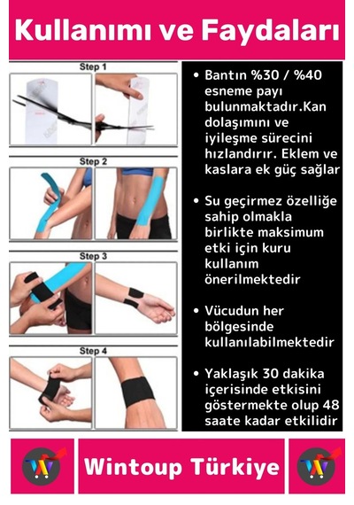 Premium Hızlı Etki Kas Bel Bacak Kol Boyun Sırt Omuz Karın Kalça Spor 5 Metre Isı  Bandı Pembe