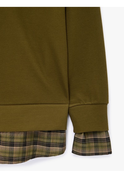 Koton İki Farklı Kumaş Kullanımlı Kombine Uzun Kollu Ekose Gömlek Yaka Sweatshirt Haki 6sak10180ek Koton İki Farklı Kumaş Kullanımlı Kombine Uzun Kollu Ekose Gömlek Yaka Sweatshirt Haki 6sak10180ek