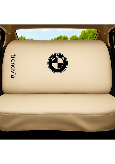 Bmw Logolu Açık Bej Penye Oto Koltuk Kılıfı Takımı Ön Ve Arka Set