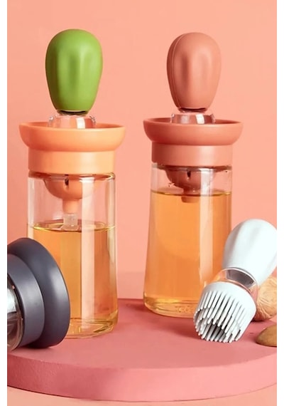 Yağ Fırçası Yağ Şişesi 180 Ml Hazneli Silikon Yağ Sos Ve Yumurta Fırçası Şeffaf