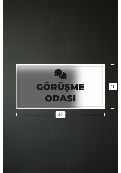 Görüşme Odası Yazılı - Metal - Beyaz Renk - Kapı İsimliği - 30x15 Cm