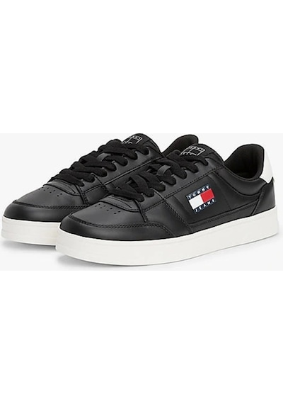 Tommy Hilfiger Tommy Jeans Erkek Siyah Greenwich Essential Deri Sneaker Siyah