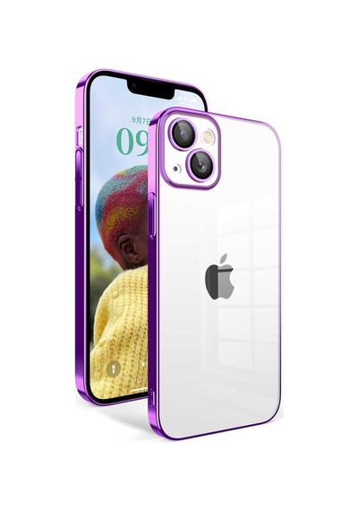 Apple Uyumlu iPhone 13 ile Kapak Lens Korumalı Arkası Şeffaf Sert Mika Kapak - Siyah
