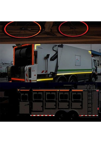 Badem10 Tüvtürk Onaylı Bant Sarı 5 Metre 5 Cm Belgeli Reflektörlü Reflektif Fosforlu Şerit Bant İkaz Bandı