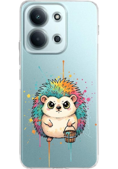 Xiaomi Redmi 15c 4g İle Uyumlu Splash Kirpi Tasarımlı Şeffaf Silikon Kılıf Şeffaf