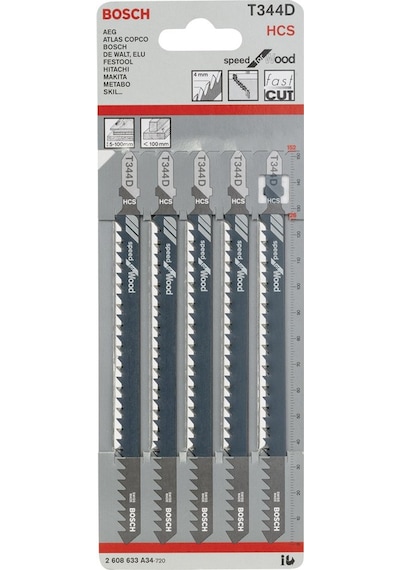 Bosch Hızlı Kesim Serisi Ahşap İçin T 344 D Dekupaj Testeresi Bıçağı - 5'li Paket