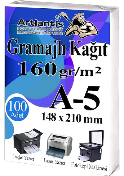 A5 Gramajlı Fotokopi Kağıdı 100 Adet 160 Gr Sertifika Kağıdı Kalın Kağıt Baskı Tüm Yazıcılara Uyumlu 14.8x21cm Ofis Büro