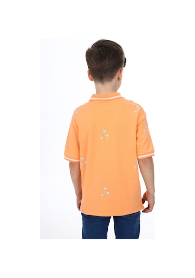 Toontoy Kids Toontoy Erkek Çocuk Polo Yaka Palmiye Baskılı Tişört Oranj