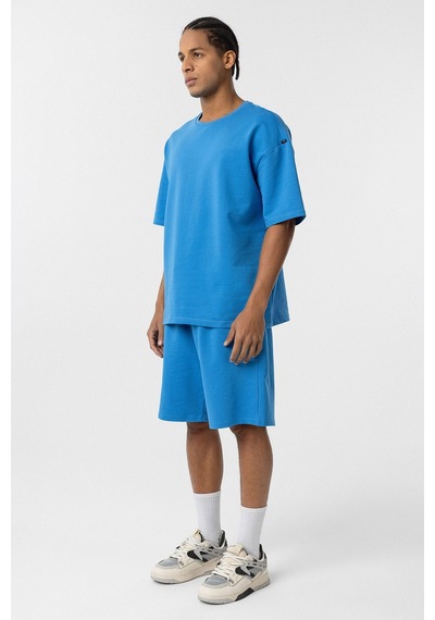 Basic Oversize Şort Takım Mavi