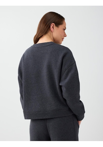 Jimmy Key Antrasit Melanj Loose Bisiklet Yaka Örme Sweatshirt 6ww238339972