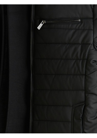 Lcw Vision Siyah Slim Fit Dik Yaka Erkek Deri Görünümlü Mont