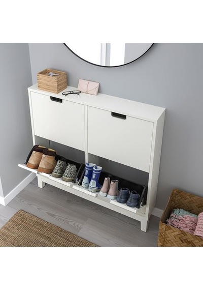 Ikea Ställ Ayakkabı Dolabı, Beyaz, 96x17x90 Cm, 4 Bölmeli