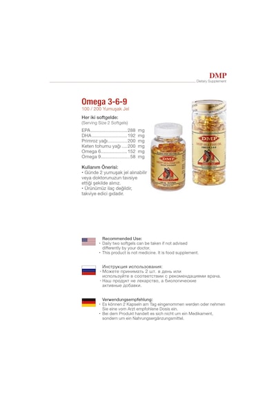 Dmp Omega 3-6-9 Balık Yağı 1000 Mg 200 Softgel Hap Kutusu