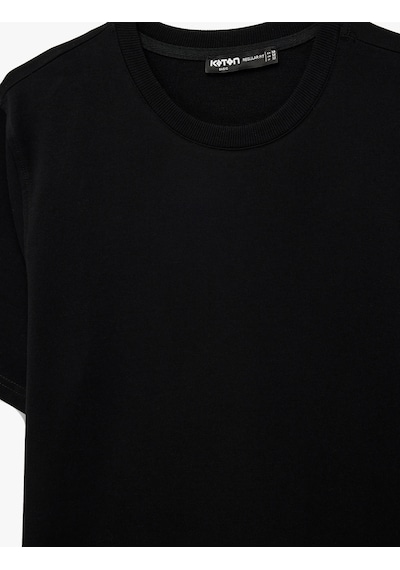 Koton Regular Fit Kısa Kollu Bisiklet Yaka Pamuklu Basic Tişört Siyah 6sam10287mk