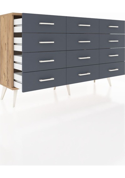 Arges Konsol 12 Çekmeceli 132x30x83 Çam-çam/antrasit Çam/antrasit Arges Konsol 12 Çekmeceli 132x30x83 Çam-çam/antrasit Çam/antrasit