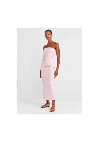 Dilvin 91368 Straplez Midi Elbise-toz Pembe-16528