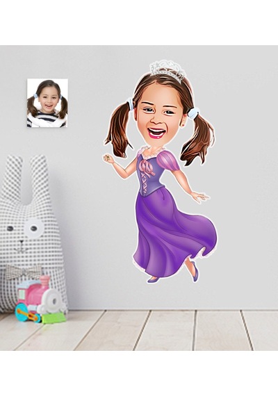 Kişiye Özel Kız Çocuk Prenses Karikatürlü Duvar Sticker 50X70CM N11.320