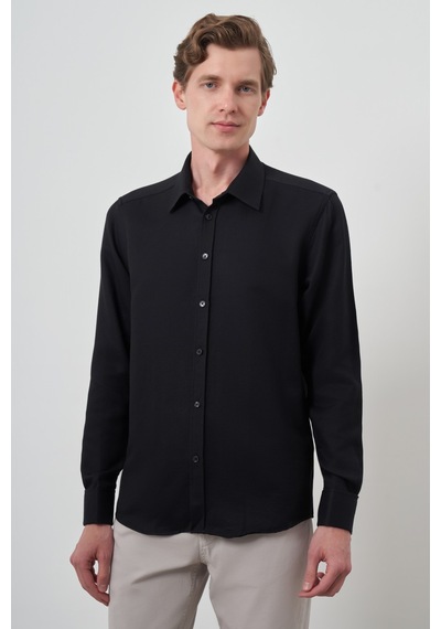 Morven Erkek Siyah Manşetli Slim Fit Sert Yaka Gömlek 25mc004031001 Siyah Siyah Morven Erkek Siyah Manşetli Slim Fit Sert Yaka Gömlek 25mc004031001 Siyah Siyah