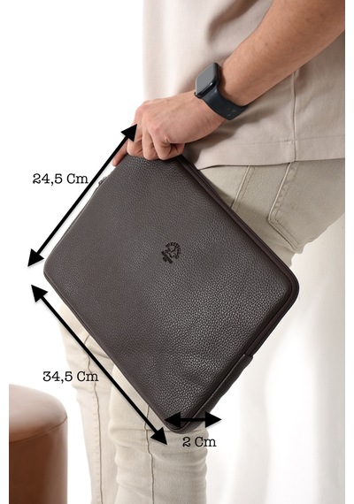 Westpolo Vegan Deri Unisex Laptop, Evrak Çantası - 6077 Kahverengi