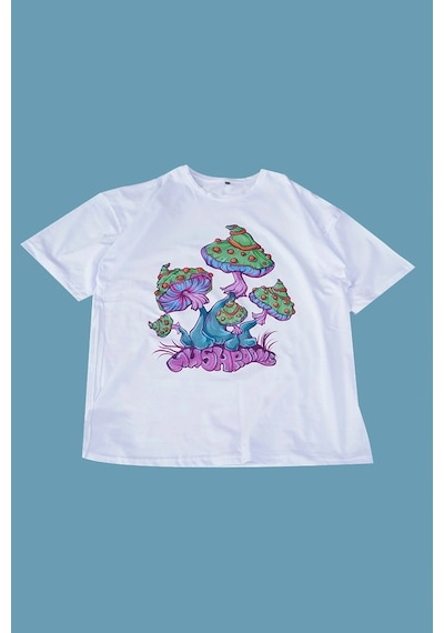 Startmore Mushroom Oversize Tişört Beyaz