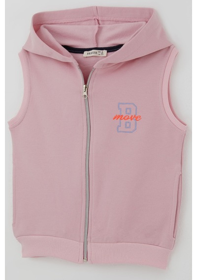 Breeze Kız Çocuk Yelek Kapüşonlu Fermuarlı Harf Nakışlı 3-8 Yaş , Pembe