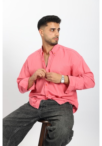 Mcz Giyim Pembe Renk Oversize Uzun Kollu Erkek Gömlek