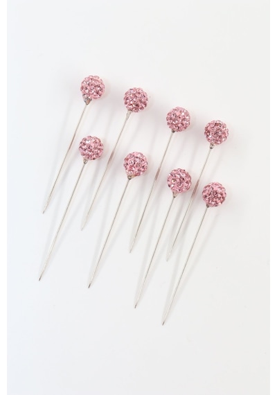 Numetal 8 Li Pembe Taşlı Eşarp İğnesi. Şal İğnesi. Türban İğnesi. Başörtü İğnesi. Eşarp Ve Şal İğnesi. Gümüş