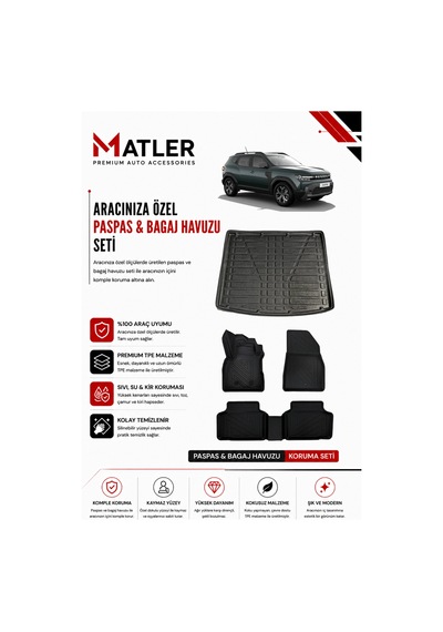 Renault Duster 2025 Model 4d Ekstra Havuzlu Paspas Ve Bagaj Havuzu Set