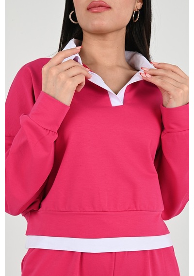 Koza Butik Kadın Polo Yaka Bol Paça Eşofman Takımı 3986-24 001