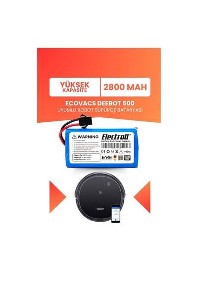 Ecovacs Deebot 500 Uyumlu Batarya Yüksek Kapasite 2800mah Pil Robot Süpürge Bataryası