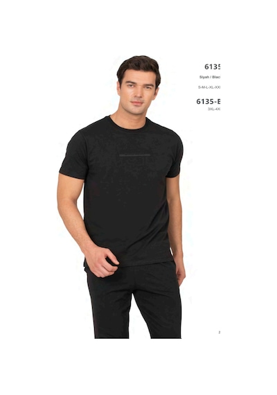 Pierre Cardin 6135 Erkek Kısa Kollu Bisiklet Yaka Pijama Takımı-siyah