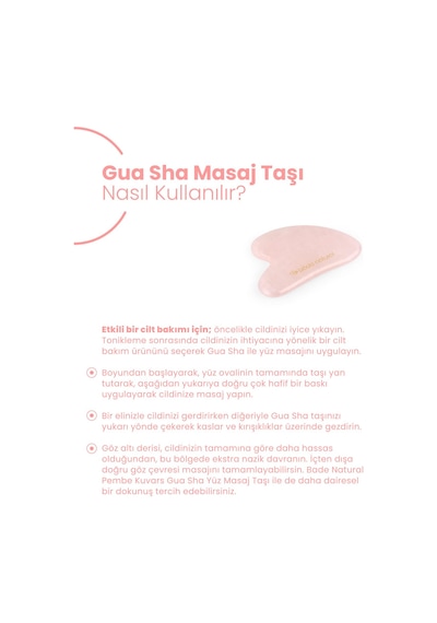 Bade Natural Pembe Kuvars Gua Sha %100 Doğal Ve Gerçek Yüz Masaj Taşı