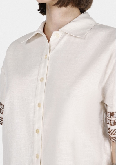 Colin's Colins Regular Fit Shirt Neck Etnik Kadın Ekru Kısa Kol Gömlek Cl1073356 Q1.v1 Ecr Ekru