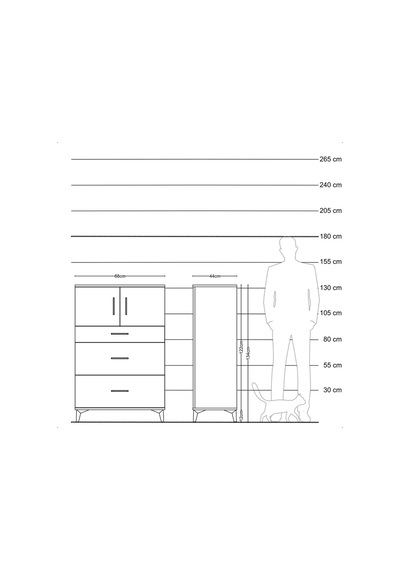 Hyperion Dolap Tek Raflı 3 Çekmeceli 2 Kapaklı 88x44x134 Antr... Antrasit