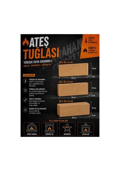 Ofigram Ates Tuğlası 20x10x2cm 1 Adet