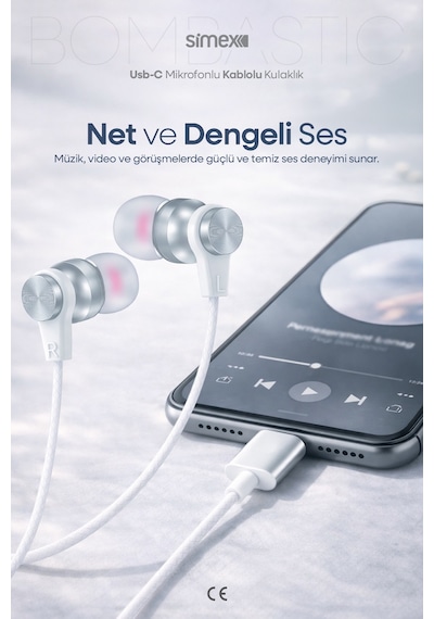 Simex İphone 17-16-15 Serileri Uyumlu Tak Çalıştır - İphone Samsung Redmi Type-c Kablolu Kulaklık Spd-04 Diğer